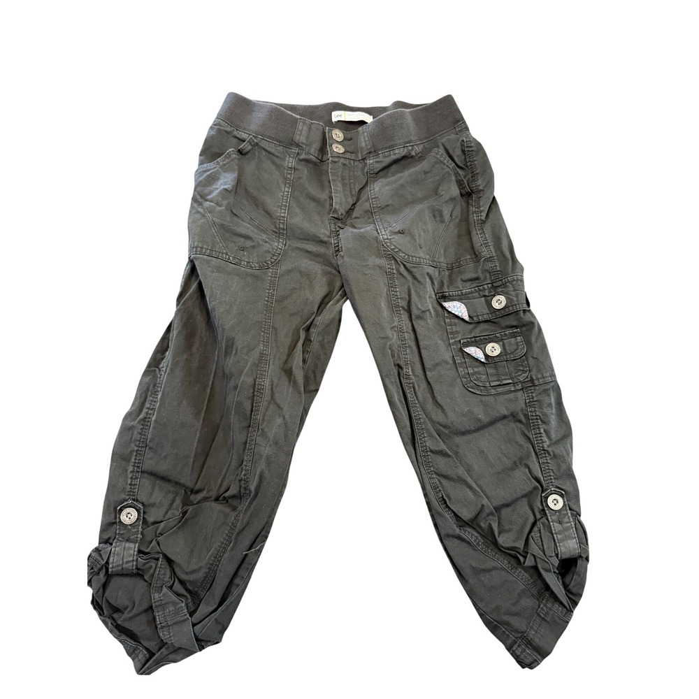 Lee Natural Fit Cargo Capris Size 8 Medium Gray Utility Gorpcore Casual Pants